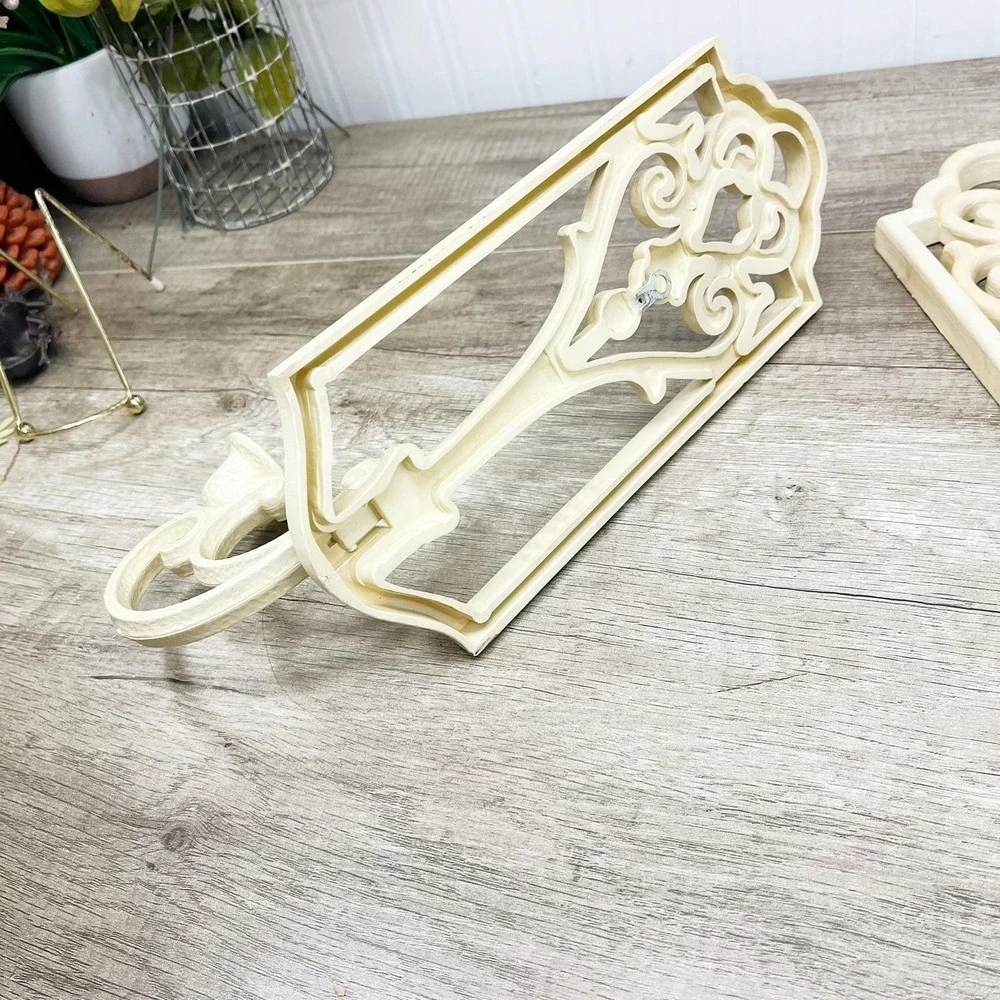 Vintage Beige Sconce Candleholder Set: Burwood Plastic Wall Decor